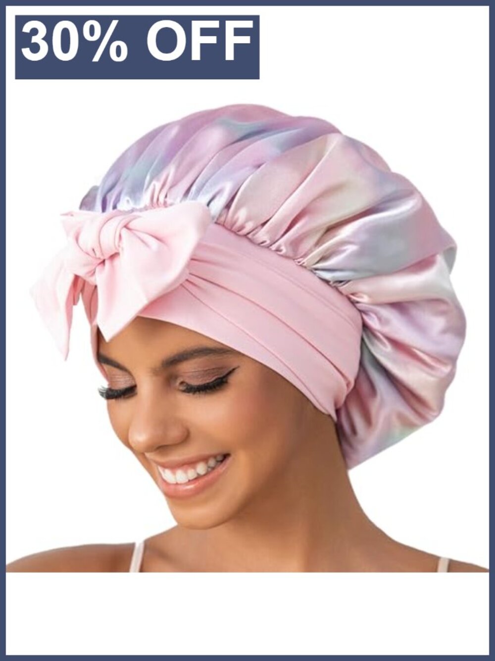Satin Silk Sleep Bonnet for Women Double Layer Reversible Hair Cap Curly Braid